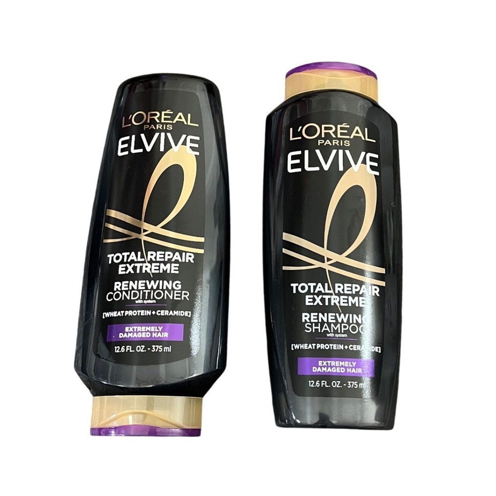 L'Oreal Elvive Shampoo Conditioner Set Unisex 12.6oz Black Total Repair Extreme